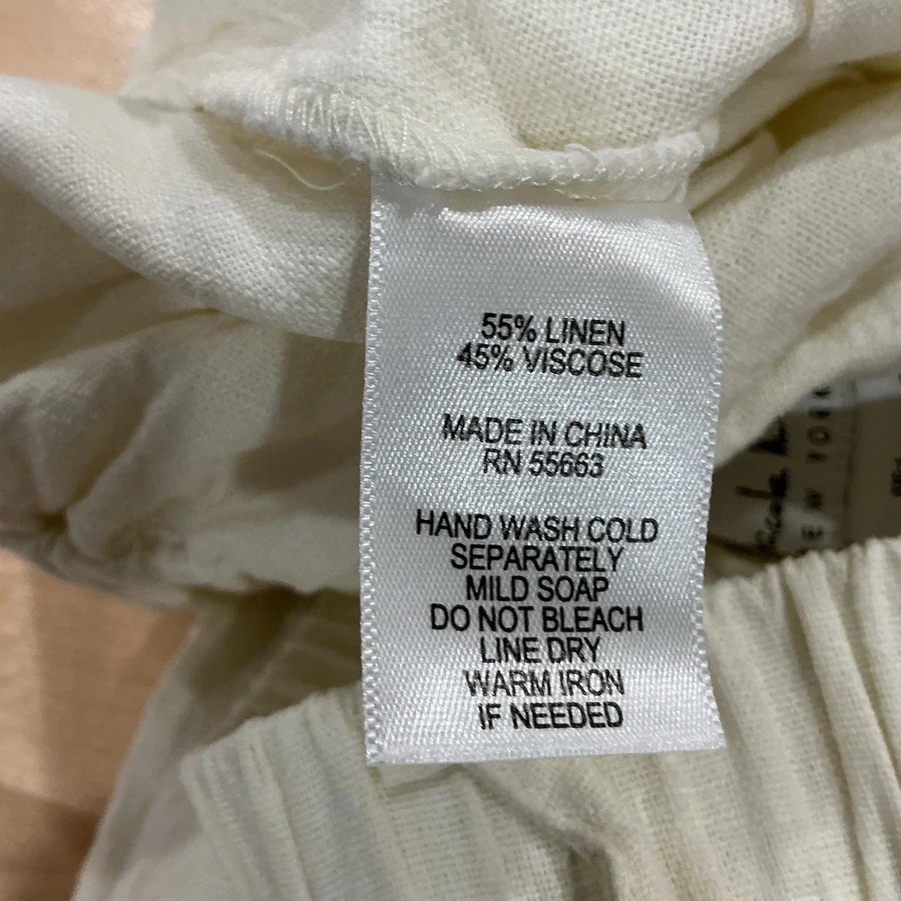 Nicole Miller Ivory Linen‎ Blend Button Front Cargo Utility Mini Skirt Large